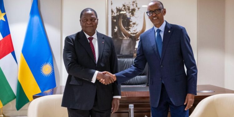Perezida Kagame yakiriye Perezida Touadéra uri mu ruzinduko mu Rwanda